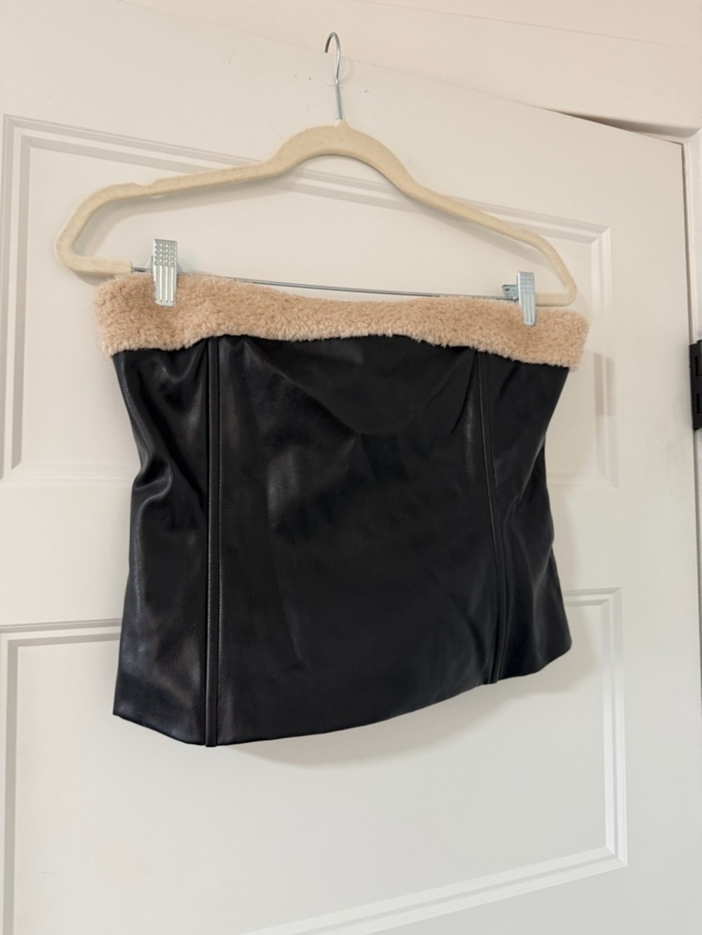 WeWoreWhat Black Faux Leather Skirt & Tube Top Set Womens - Size 16